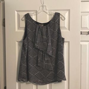 Loft black and white sleeveless blouse